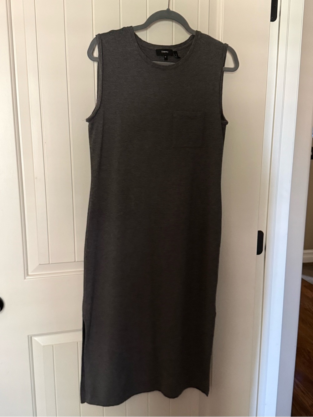 Theory Sleeveless Charcoal Knit Midi Dress
